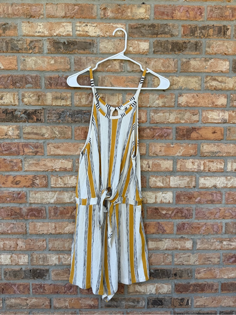 Striped Yellow and White Women’s One-Piece Romper